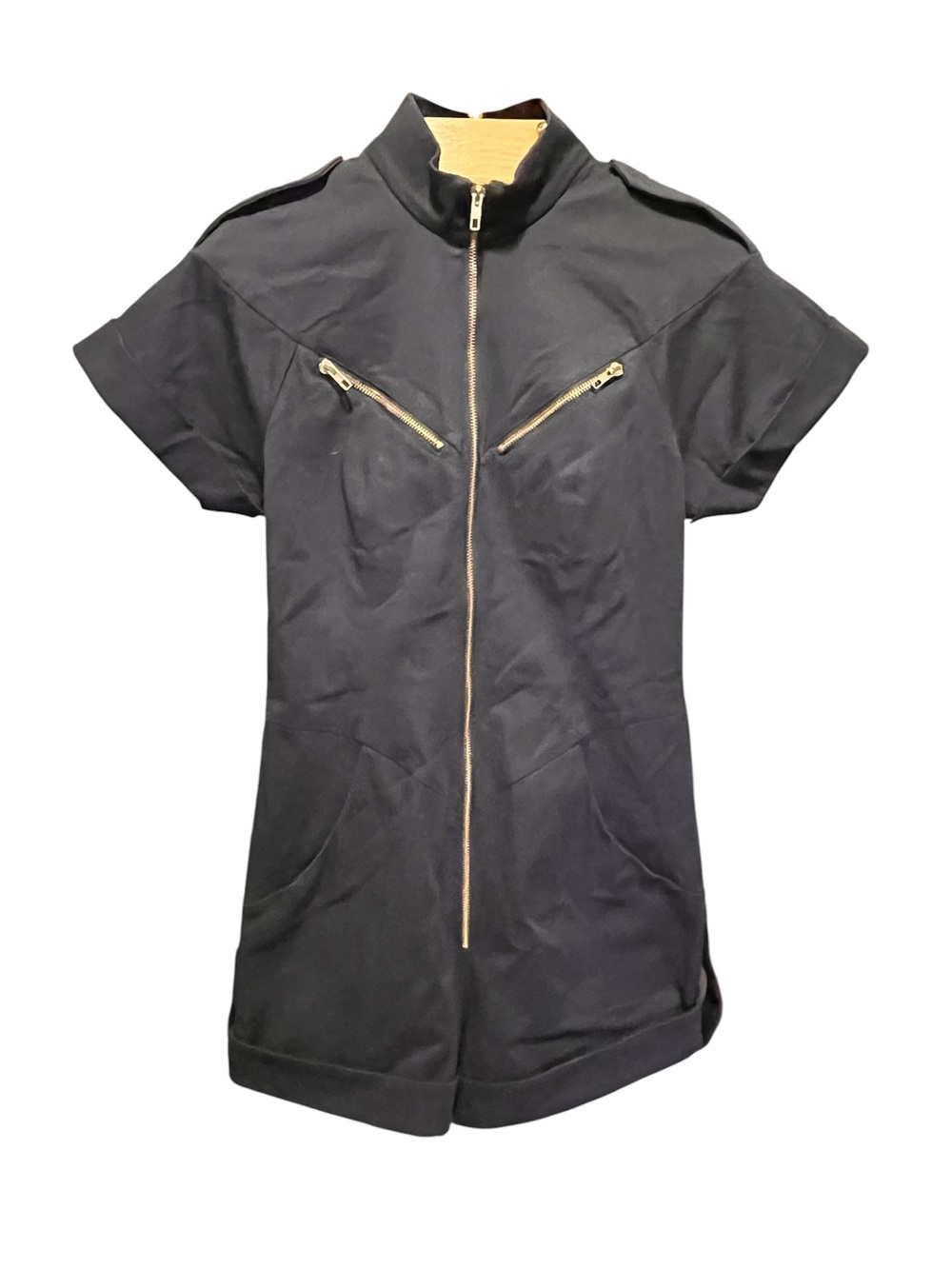 Esther Perbandt Marfa Overalls Black Zip-Front Short Sleeve Romper 36 - Picture 4 of 16